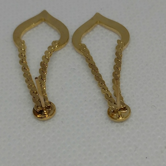Vintage gold tone drop earrings classy - Picture 6 of 6